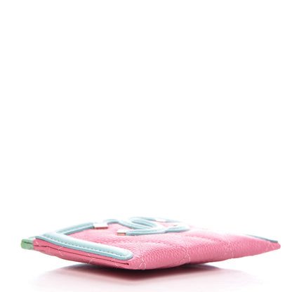 Chanel Caviar Quilted CC Filigree Card Holder Pink Blue Green 4 of 10