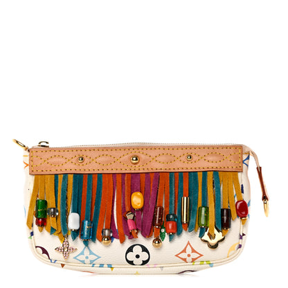 Louis Vuitton Monogram Multicolor Fringe Pochette Accessories White 1 of 8
