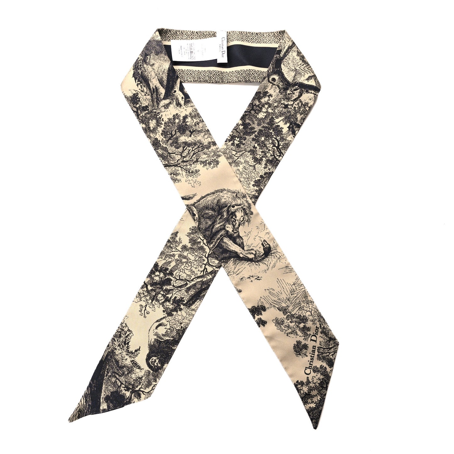 Silk Toile De Jouy Reverse Capri Mitzah Scarf Beige Black