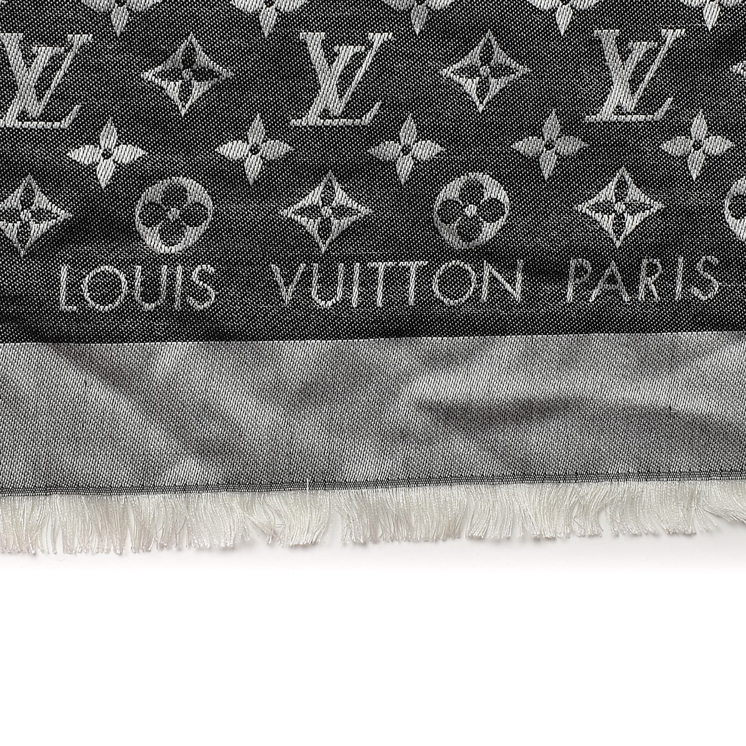Louis Vuitton Wool Silk Monogram Denim Shawl Black 4 of 6