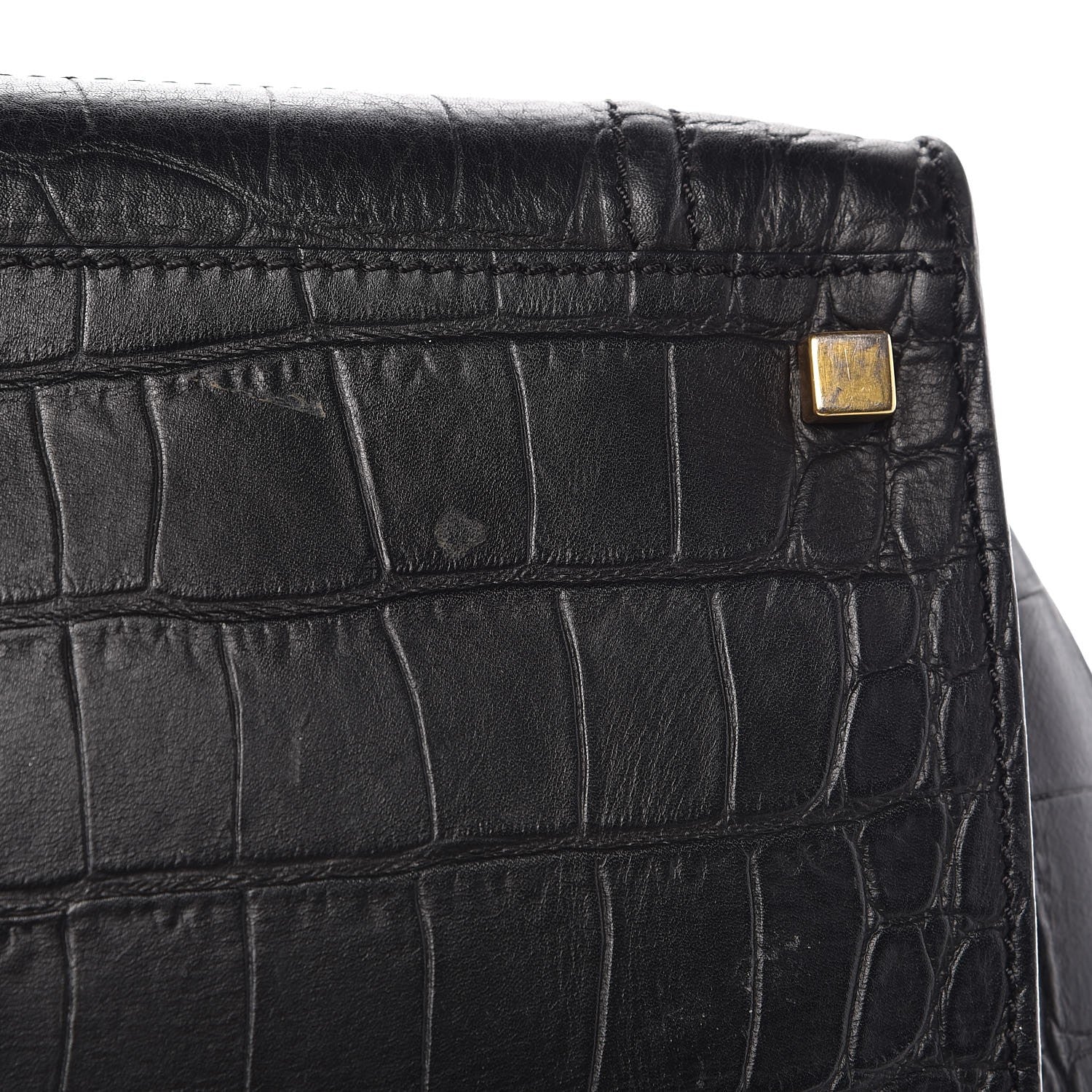 Celine Crocodile Embossed Calfskin Medium Phantom Luggage Black 11 of 11