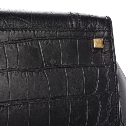 Celine Crocodile Embossed Calfskin Medium Phantom Luggage Black 11 of 11