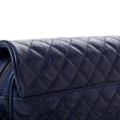 Chanel Aged Calfskin Quilted Medium Chain Detail Flap Navy Blue 9 of 15