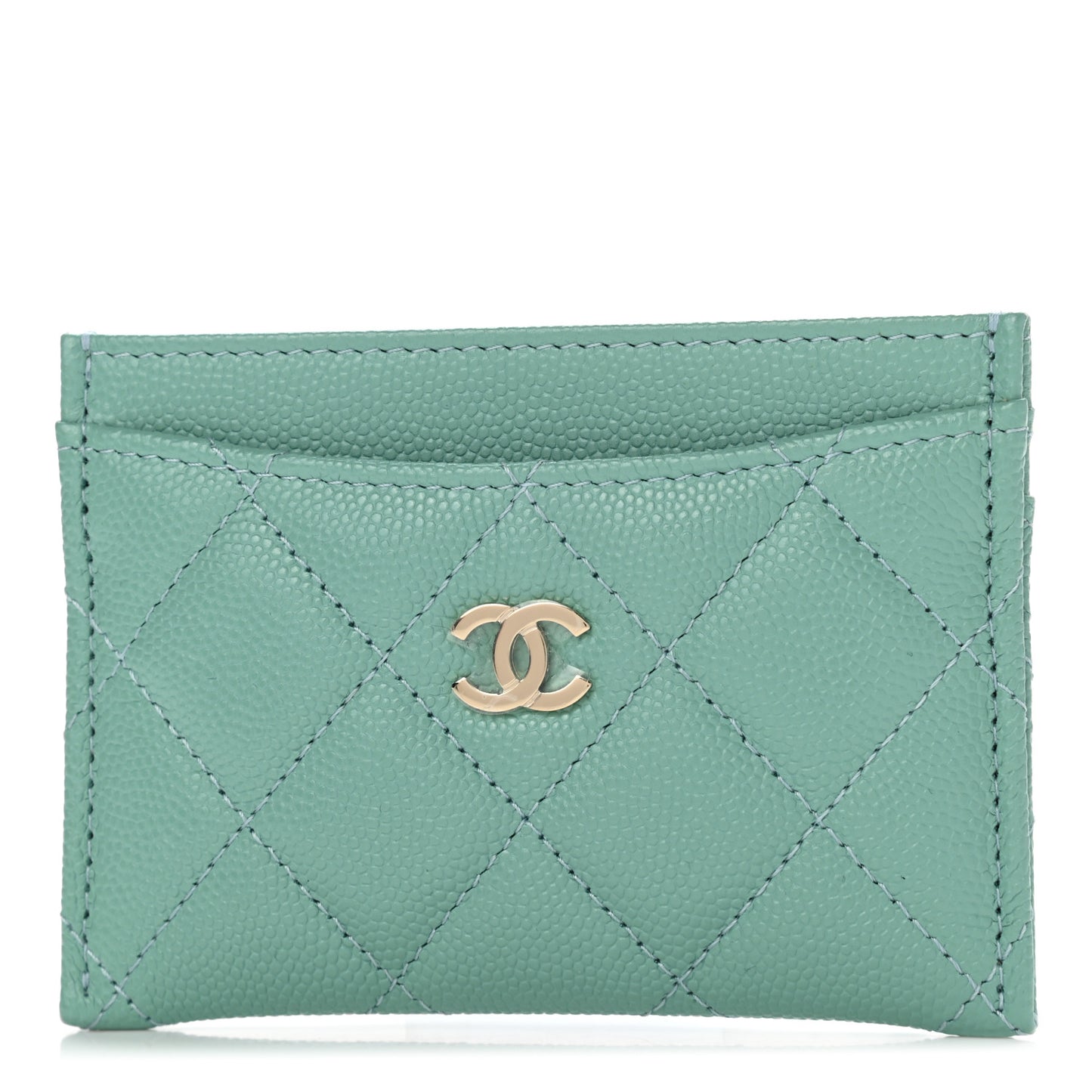 Caviar Quilted Card Holder Green