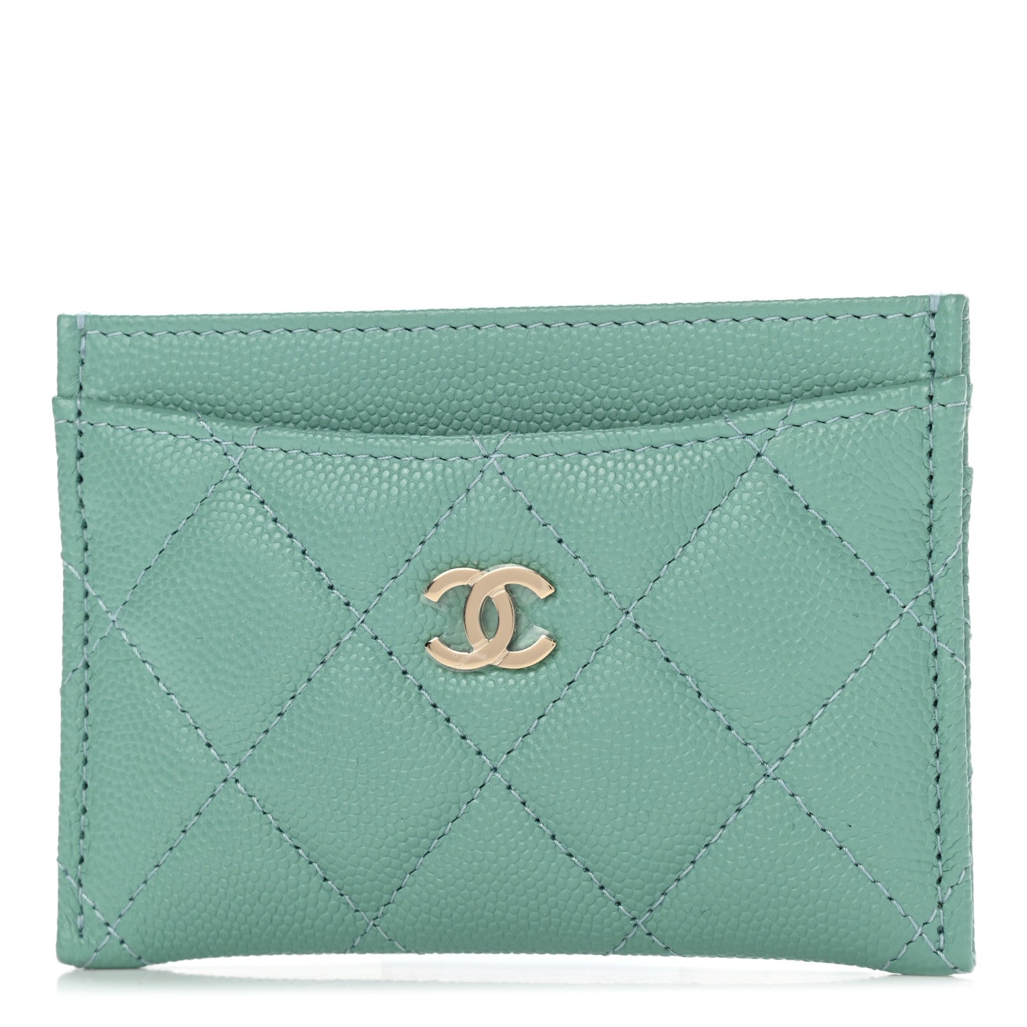 Chanel Caviar Quilted Card Holder Green 1 of 10