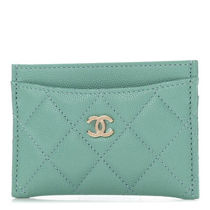 Chanel Caviar Quilted Card Holder Green 1 of 10