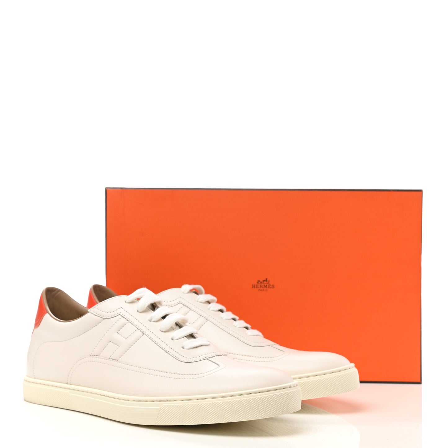 Calfskin Mens Quicker Sneakers 45 White Orange