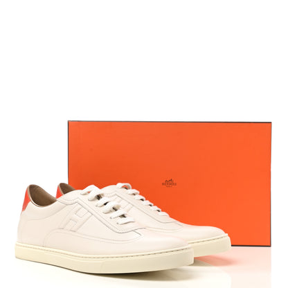 Hermes Calfskin Mens Quicker Sneakers 45 White Orange 9 of 9