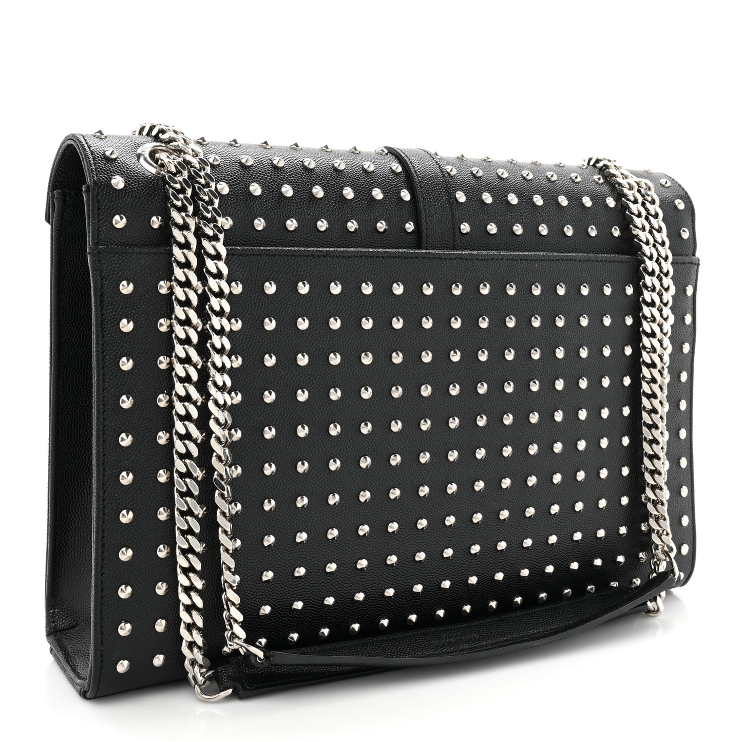 Grain de Poudre Matelasse Studded Large Monogram Satchel Black