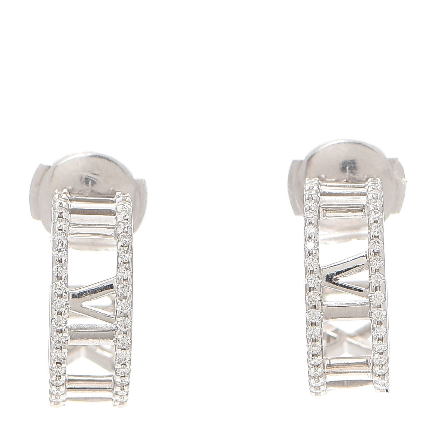 18K White Gold Diamond Atlas Open Hoop Earrings