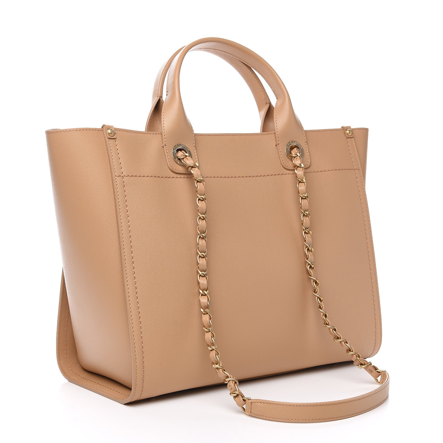 Chanel Caviar Small Studded Deauville Tote Beige 2 of 9