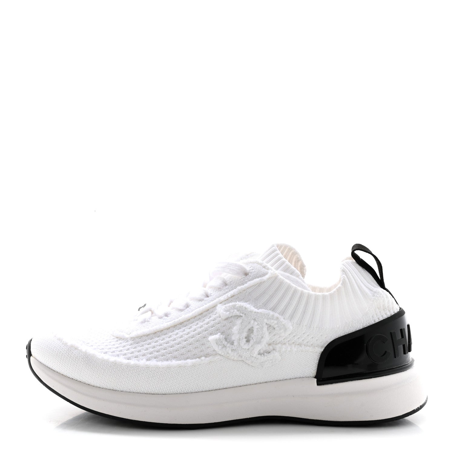Chanel Fabric Logo Sneakers 36.5 White 1 of 12