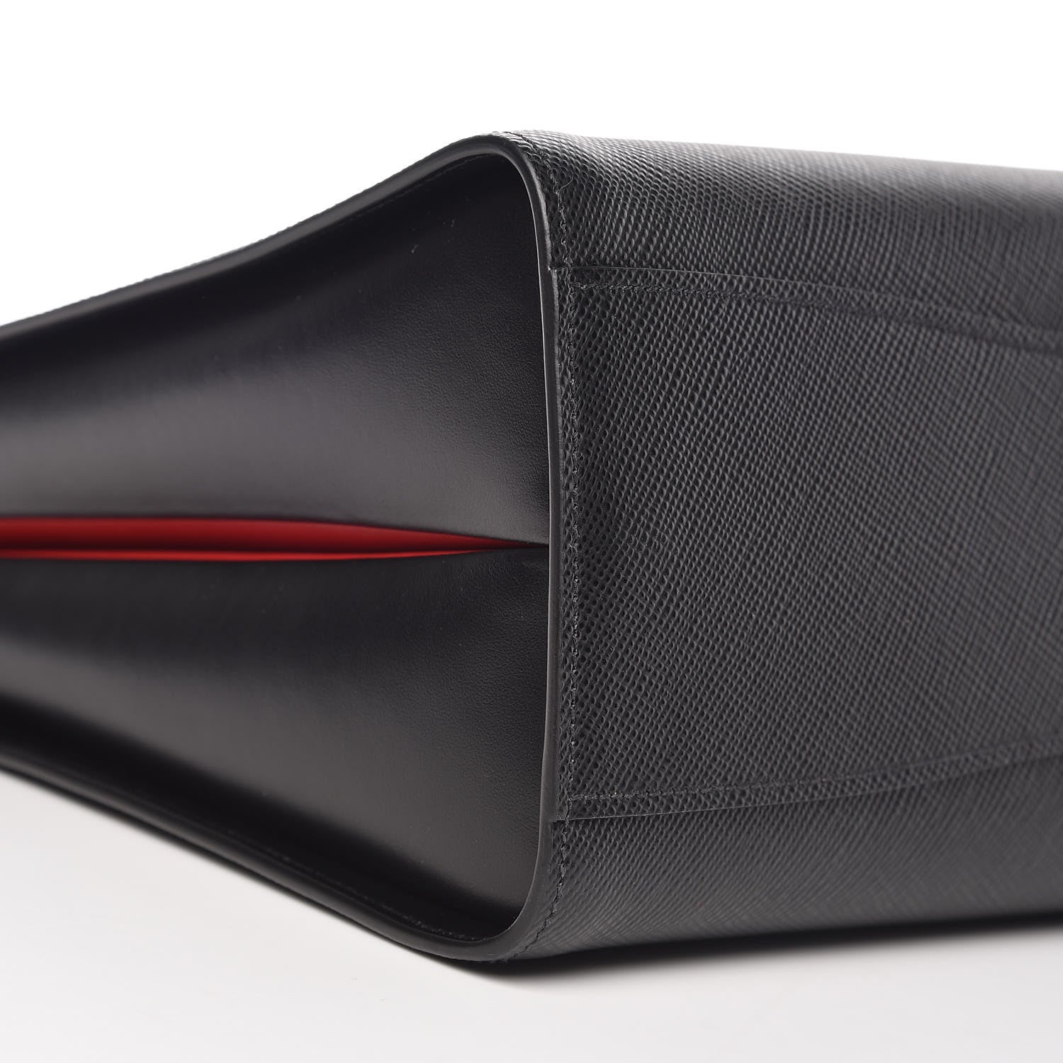 Prada Saffiano City Calfskin Large Bibliothèque Top Handle Black Fuoco 9 of 10