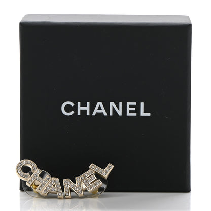 Chanel Crystal Pearl Signature Stud Earrings Gold 5 of 5