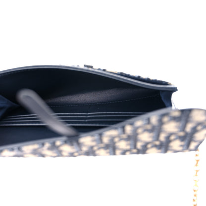 Christian Dior Oblique Saddle Chain Long Wallet Blue 6 of 11