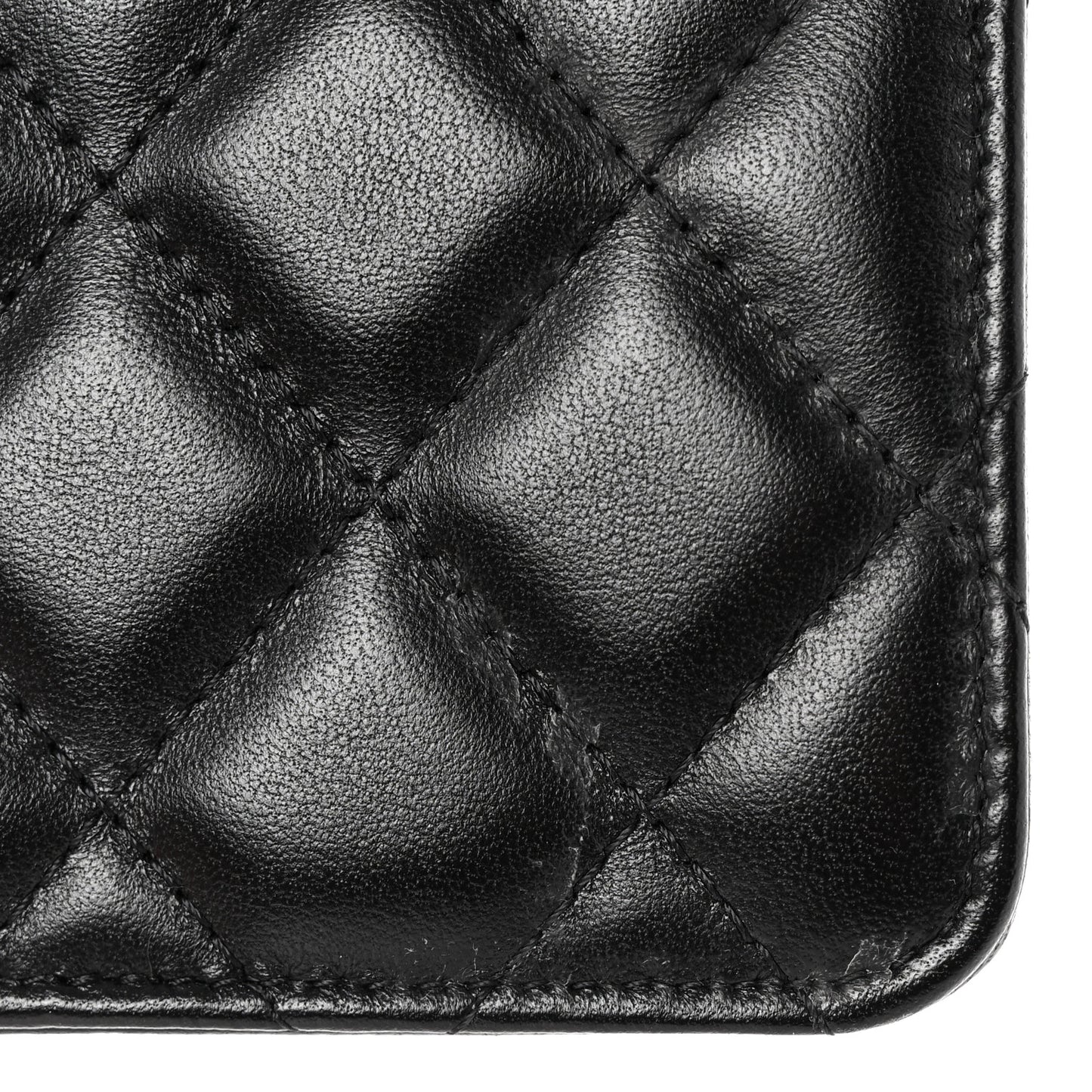 Lambskin Quilted CC Hook Card Holder Black