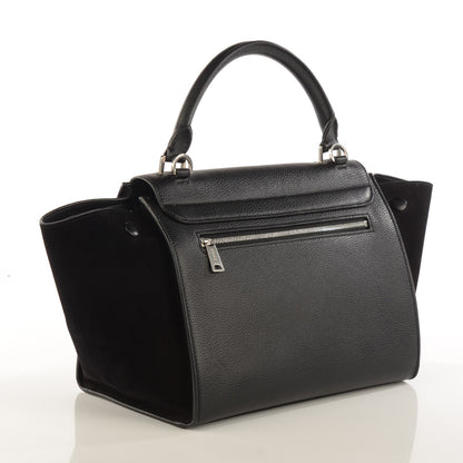 Celine Drummed Calfskin Suede Small Trapeze Black 3 of 7