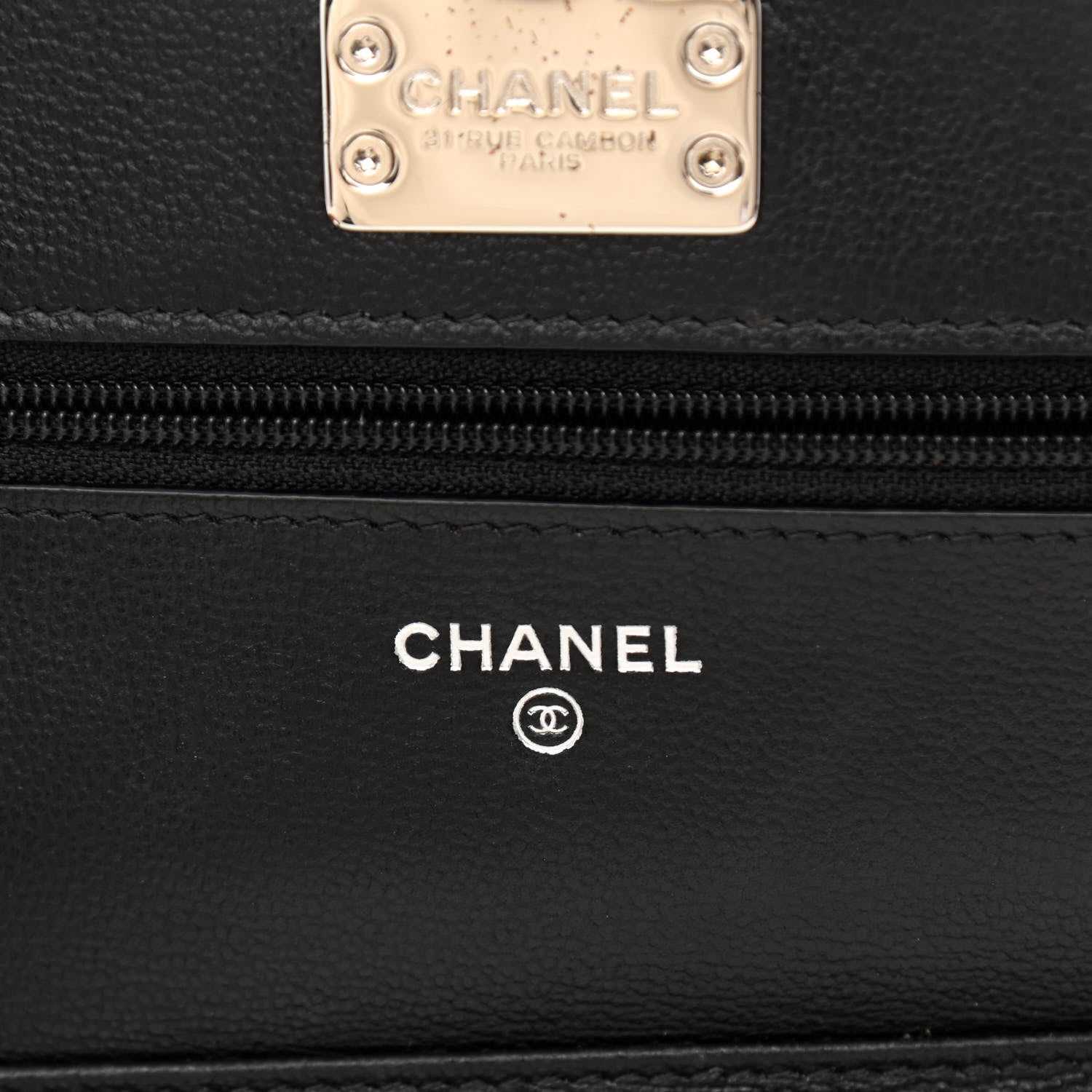 Chanel Grained Calfskin Quilted CC Box Wallet On Chain WOC Black 6 of 12