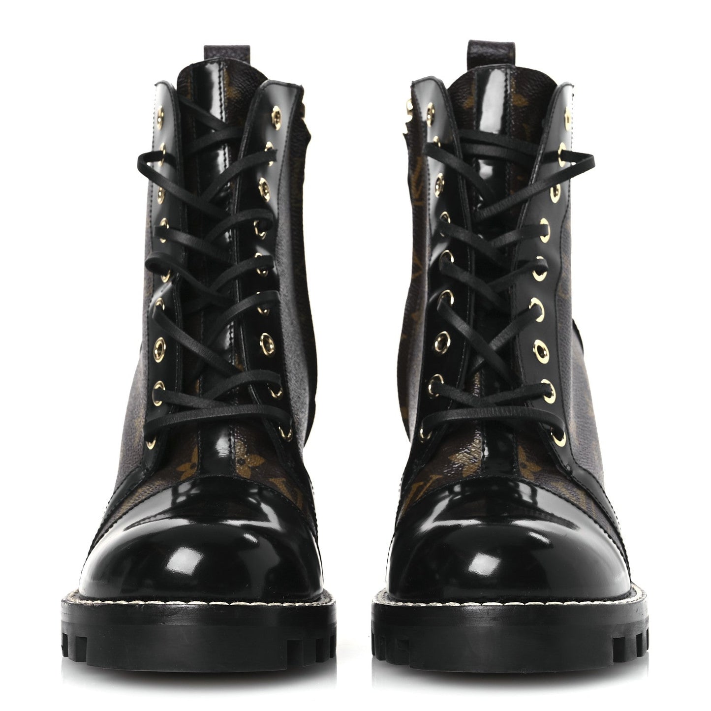 Patent Calfskin Monogram Star Trail Ankle Boots 41 Black