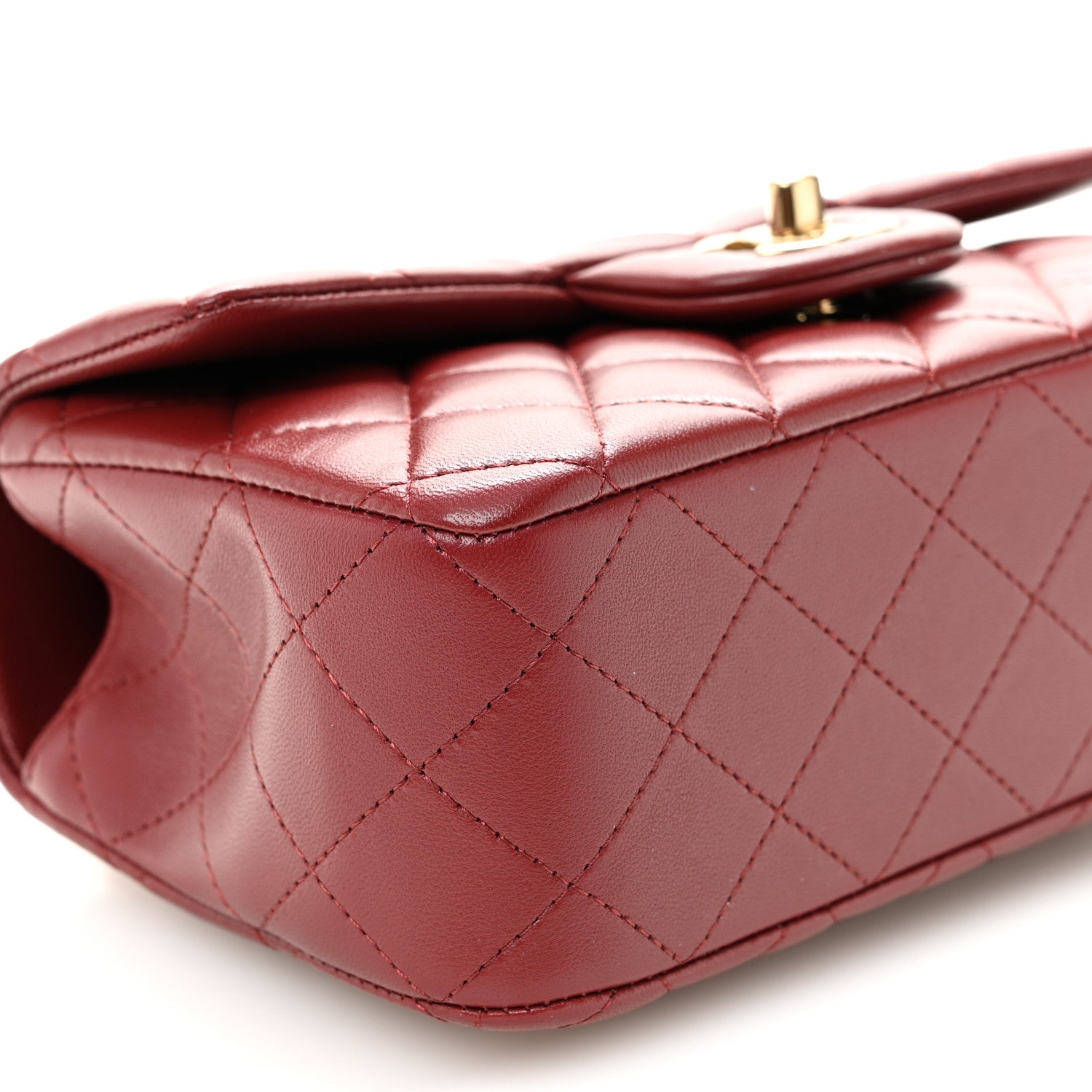 Chanel Lambskin Quilted Mini Top Handle Rectangular Flap Burgundy 9 of 10