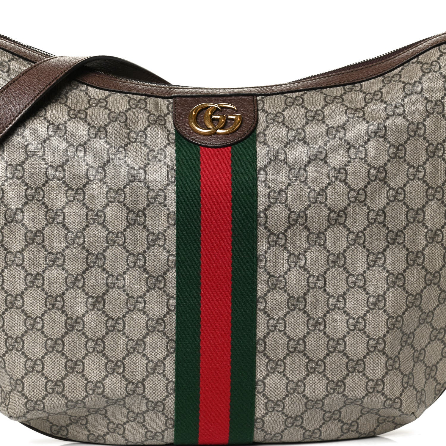 Gucci GG Supreme Monogram Web Ophidia Half Moon Hobo Brown 9 of 13