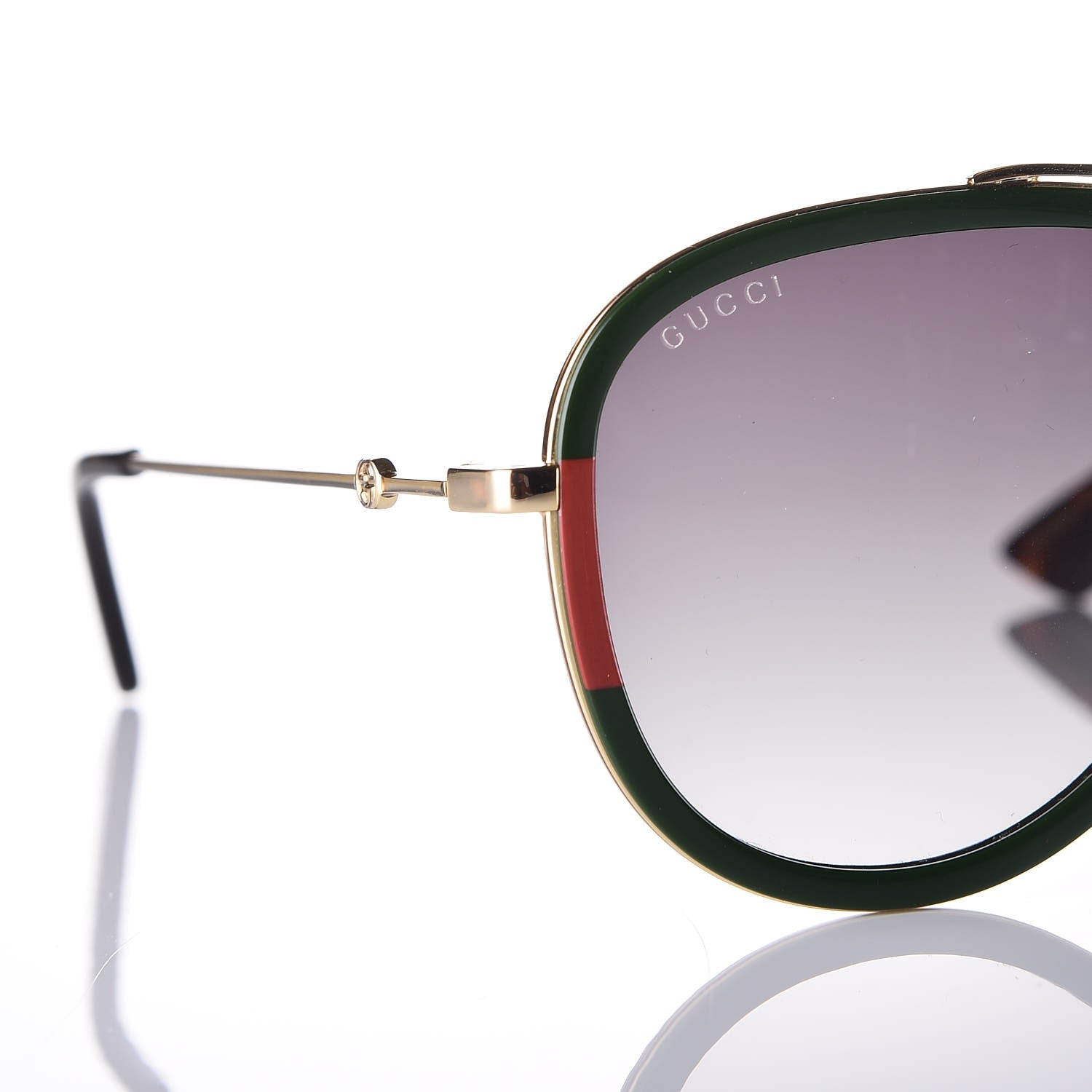 Gucci Web Aviator Sunglasses GG0062S Green Red 7 of 8