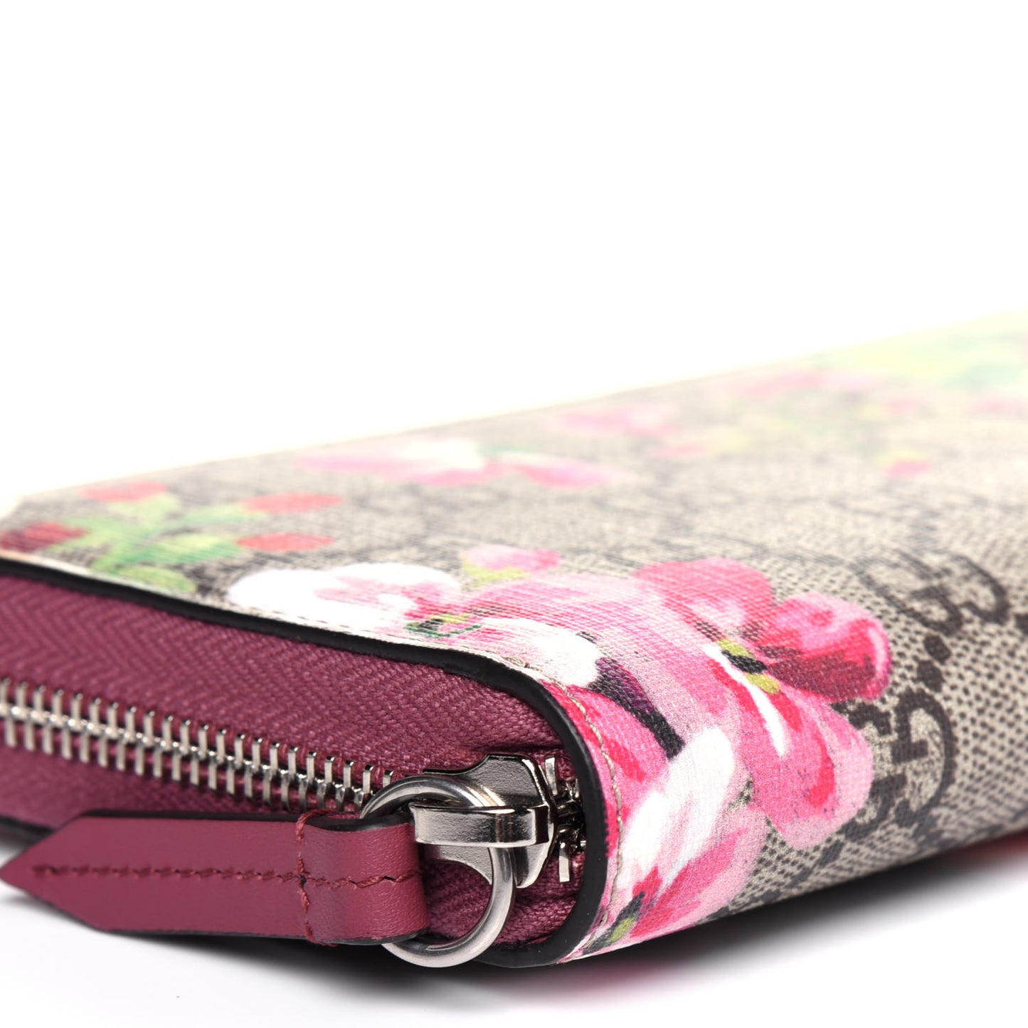 GG Supreme Monogram Blooms Zip Around Wallet Beige Multicolor Dry Rose