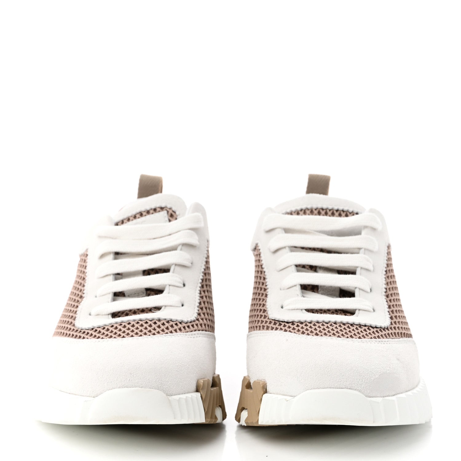 Hermes Air Mesh Suede Goatskin Bouncing Sneakers 36 Beige Argile White 2 of 12