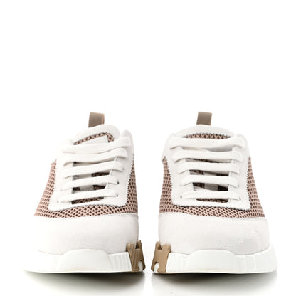 Hermes Air Mesh Suede Goatskin Bouncing Sneakers 36 Beige Argile White 2 of 12