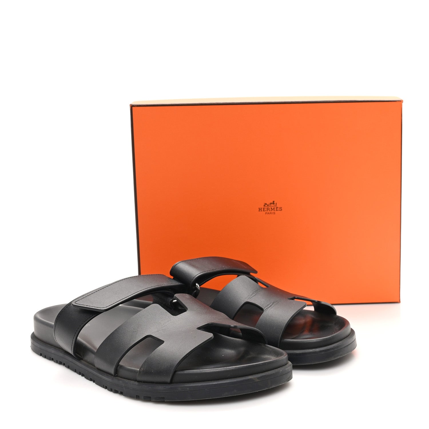 Hermes Calfskin Womens Chypre Sandals 40.5 Black 10 of 10