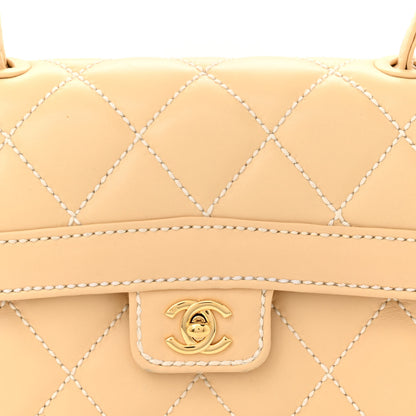 Chanel Calfskin Quilted Wild Stitch Top Handle Flap Beige 8 of 16