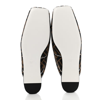 Fendi Lycra Film FF FFreedom Flat Mules 36 Tobacco Moro White 5 of 7