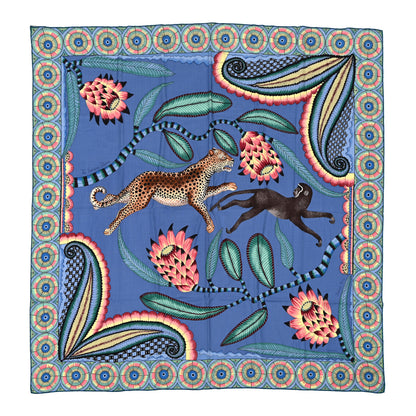 Hermes Cashmere Silk The Savana Dance Shawl 140 Bleu Lavande Vert Rose 1 of 5