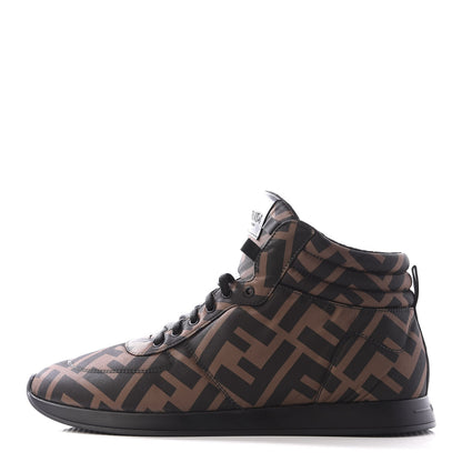 Fendi Nylon FF Reloaded High Top Sneakers 41 Tobacco Black 1 of 9