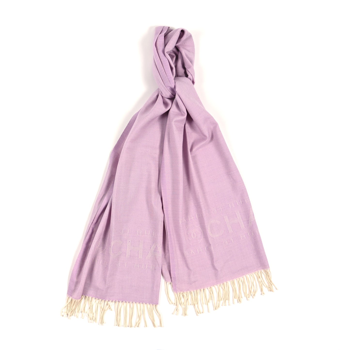 Cashmere Rue Cambon Fringe Stole Pink White