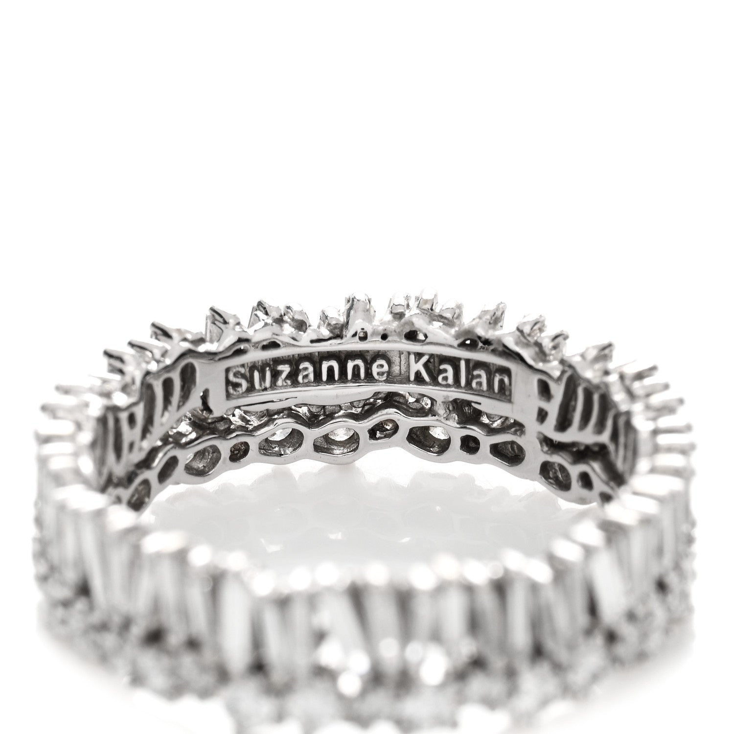 Suzanne Kalan 18K White Gold Diamond Classic Short Stack Eternity Band Ring 52 6 3 of 4