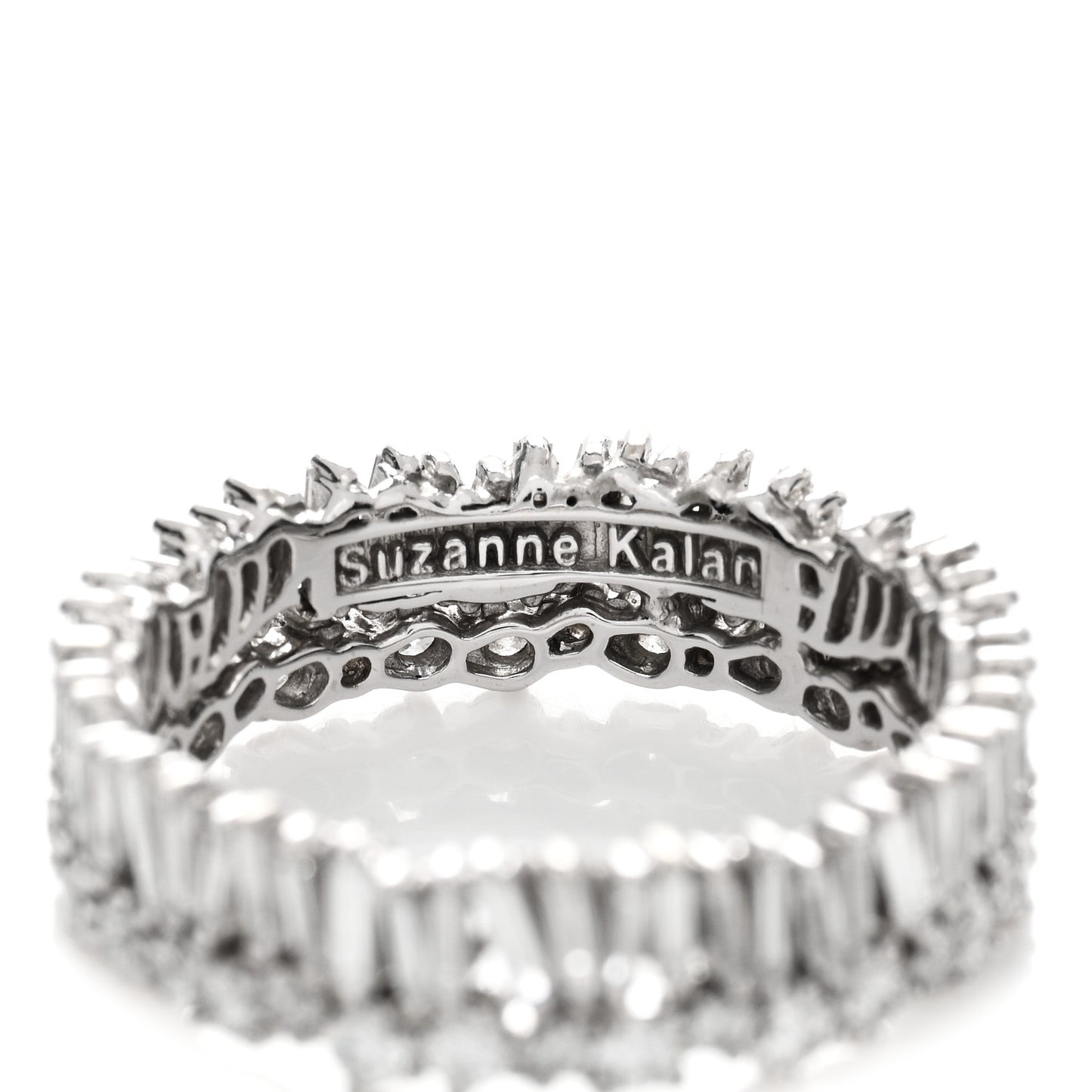 18K White Gold Diamond Classic Short Stack Eternity Band Ring 52 6
