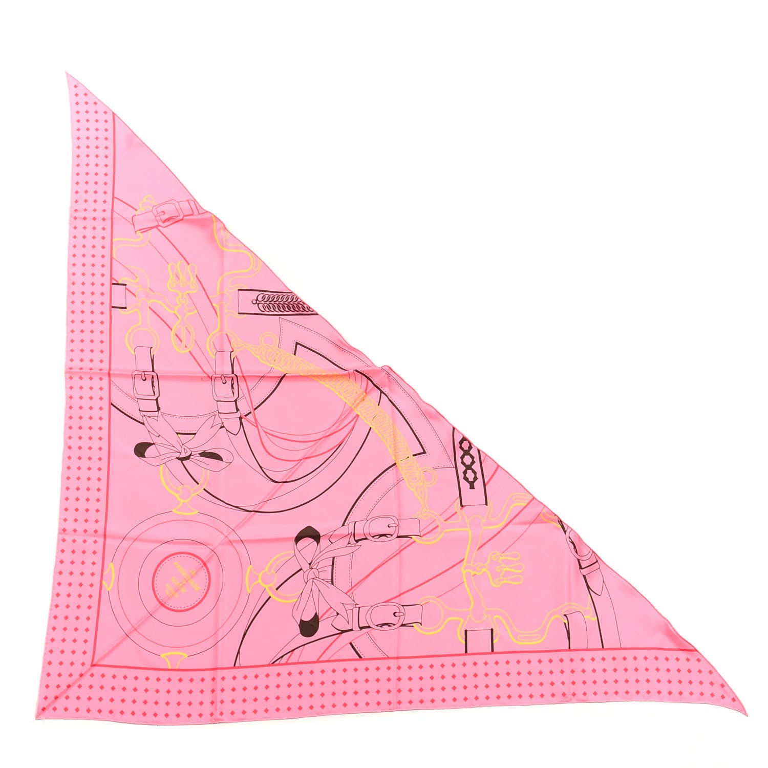Hermes Silk La Promenade Du Matin Giant Pointe Triangle Scarf Rose Malabar Jaune 1 of 5
