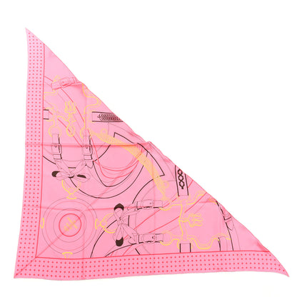 Hermes Silk La Promenade Du Matin Giant Pointe Triangle Scarf Rose Malabar Jaune 1 of 5