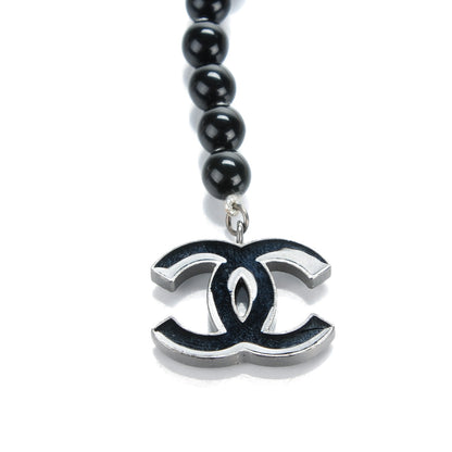 Chanel Pearl Beaded CC Double Strand Belt Black White 3 of 4
