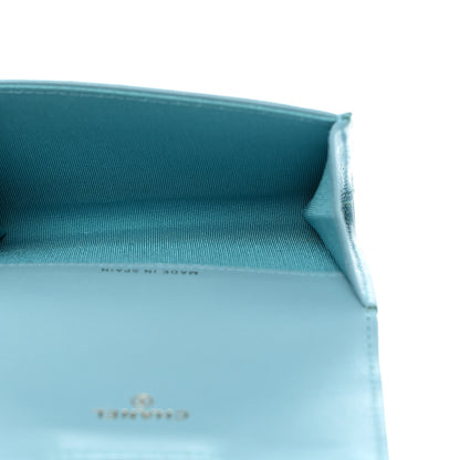 Chanel Lambskin Quilted Flap Card Holder Wallet Light Blue 5 of 8
