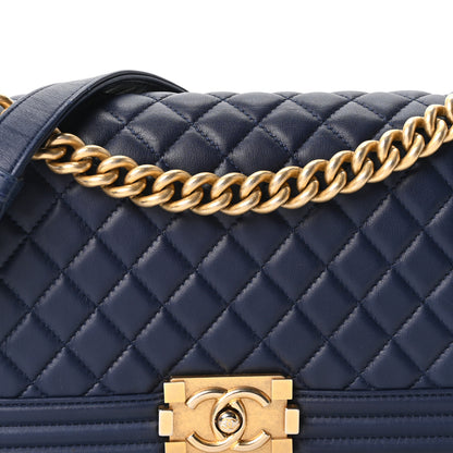 Chanel Lambskin Quilted Medium Boy Flap Dark Navy 8 of 10