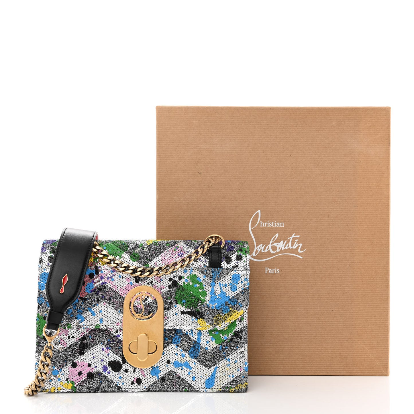 Calfskin Paillette Splash Small Elisa Black Multicolor