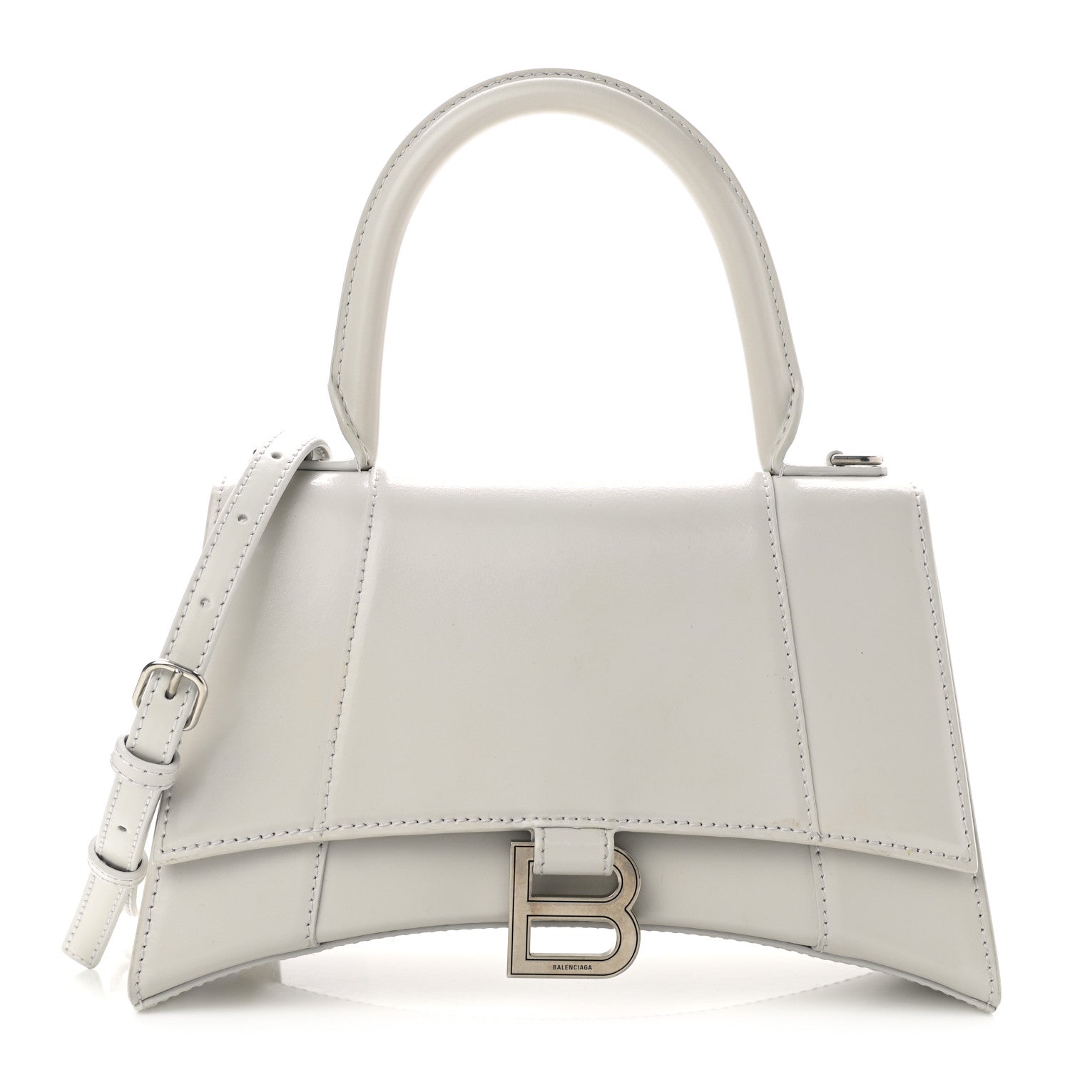 Balenciaga Shiny Box Calfskin Small Hourglass Top Handle Bag Chalky White 1 of 11