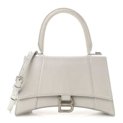 Balenciaga Shiny Box Calfskin Small Hourglass Top Handle Bag Chalky White 1 of 11