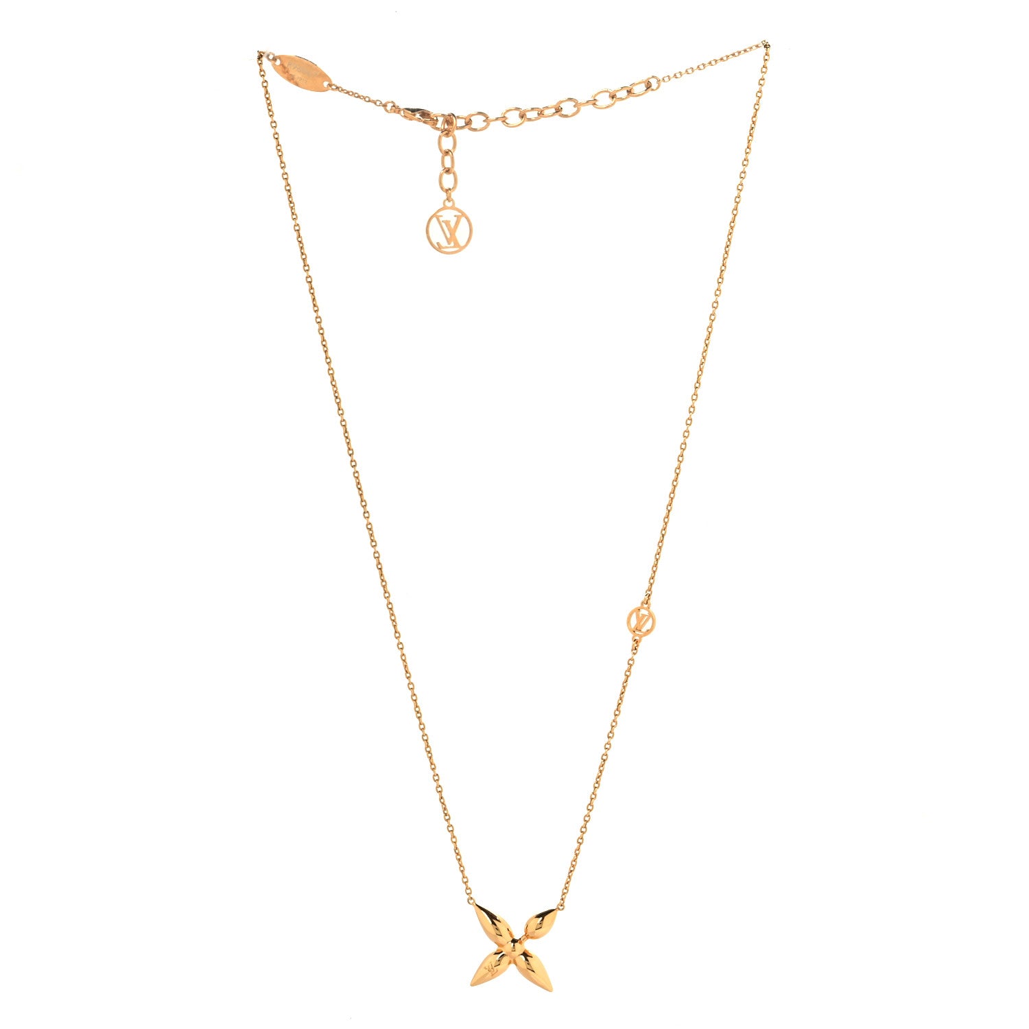 Louis Vuitton Metal Louisette Necklace Gold 3 of 6