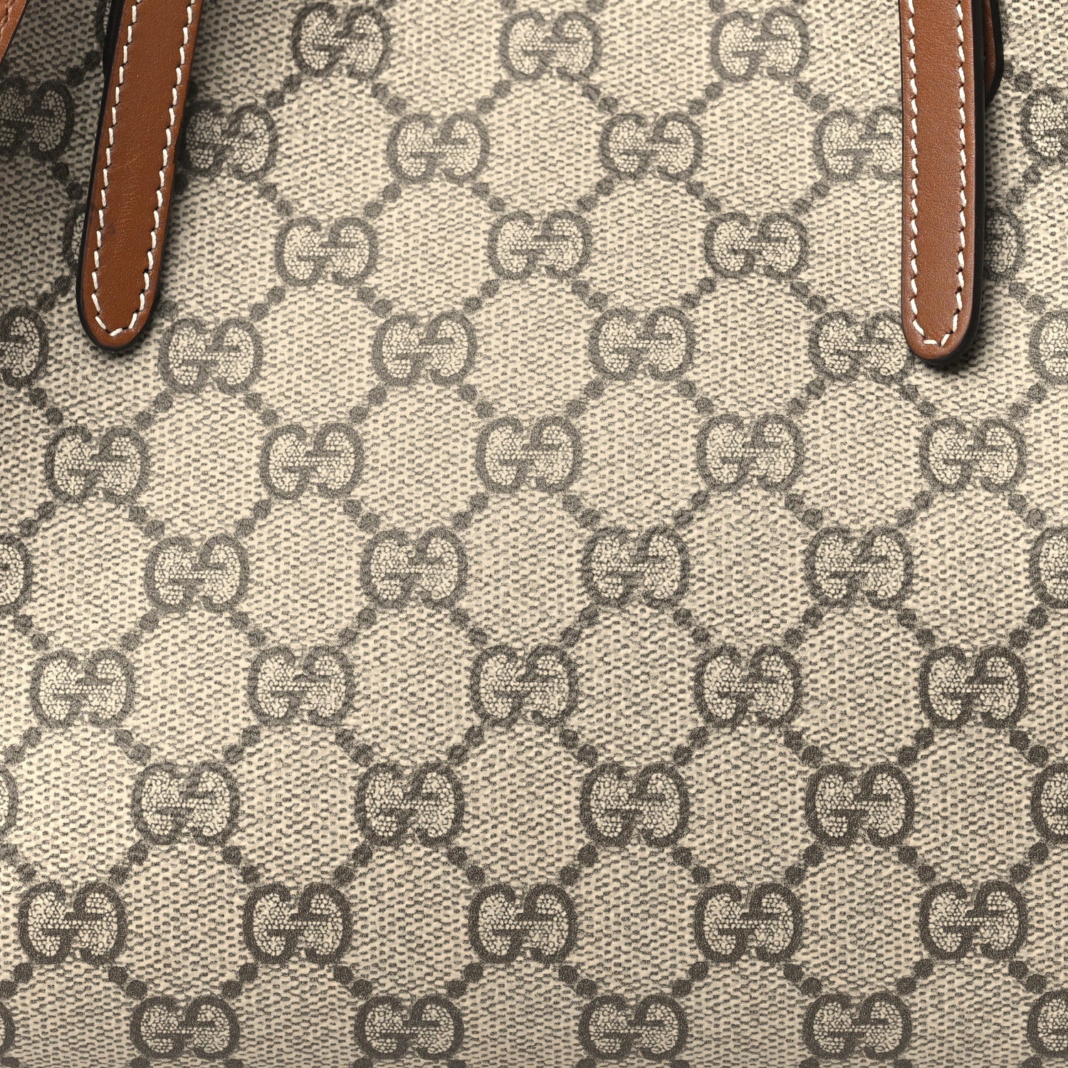 Gucci GG Supreme Monogram Emblem Small Tote Bag Beige Dark Brown 8 of 10