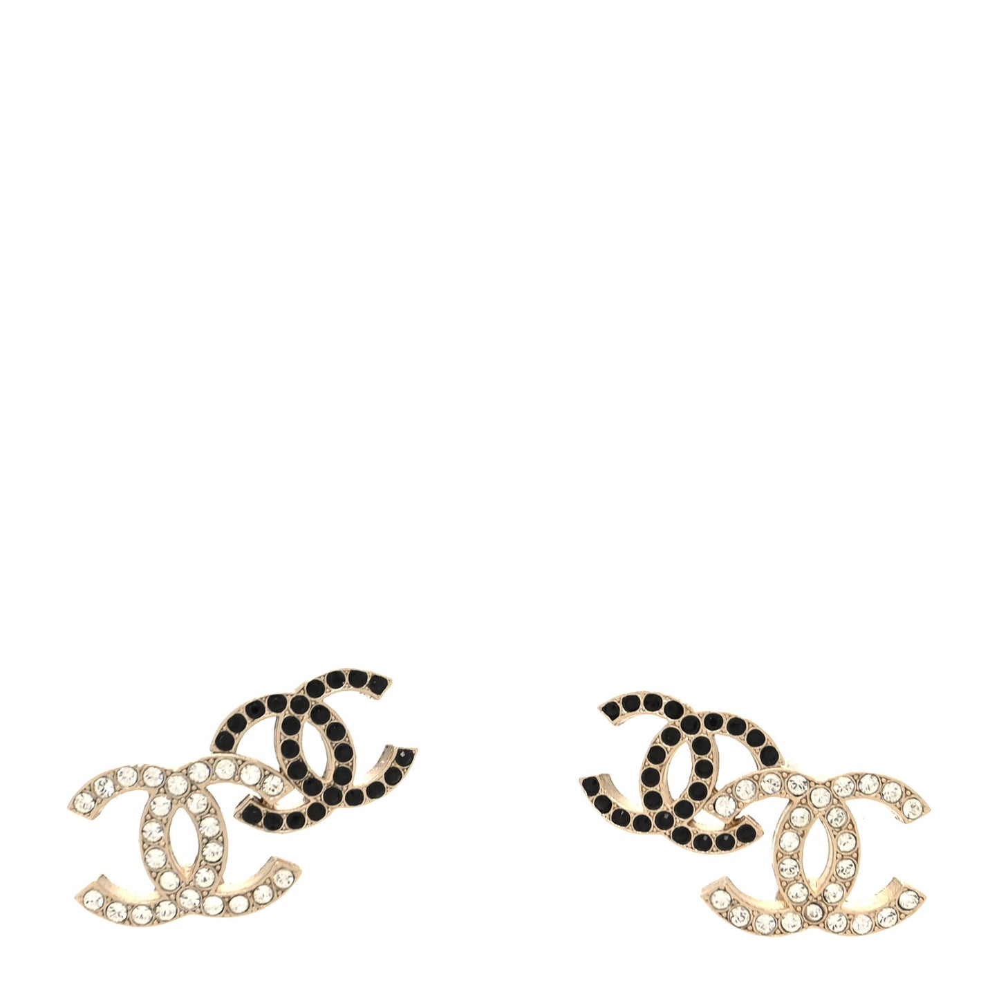 Crystal Double CC Earrings Gold Black