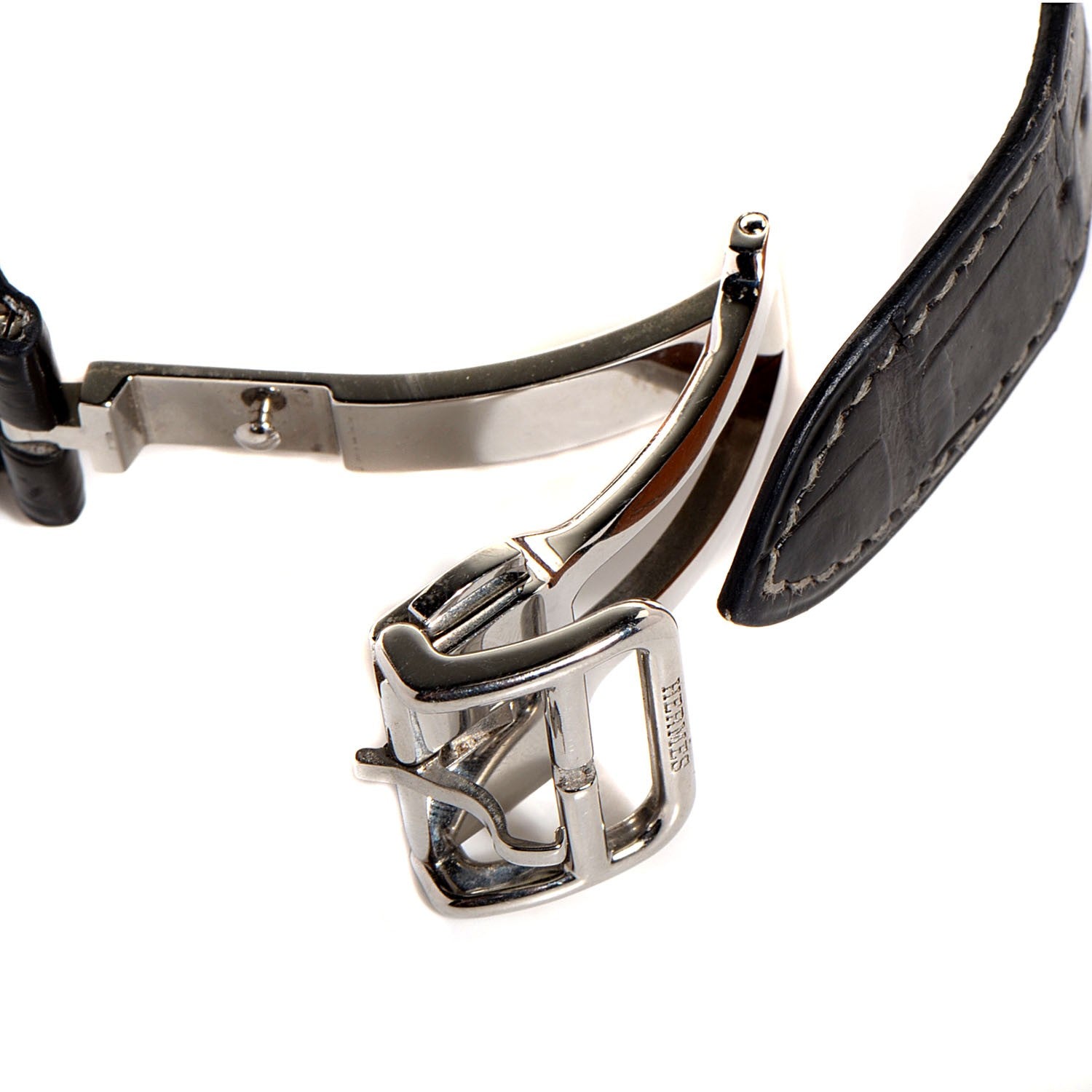 Hermes Stainless Steel Alligator 41mm Arceau Squelette Automatic Watch Noir 7 of 9