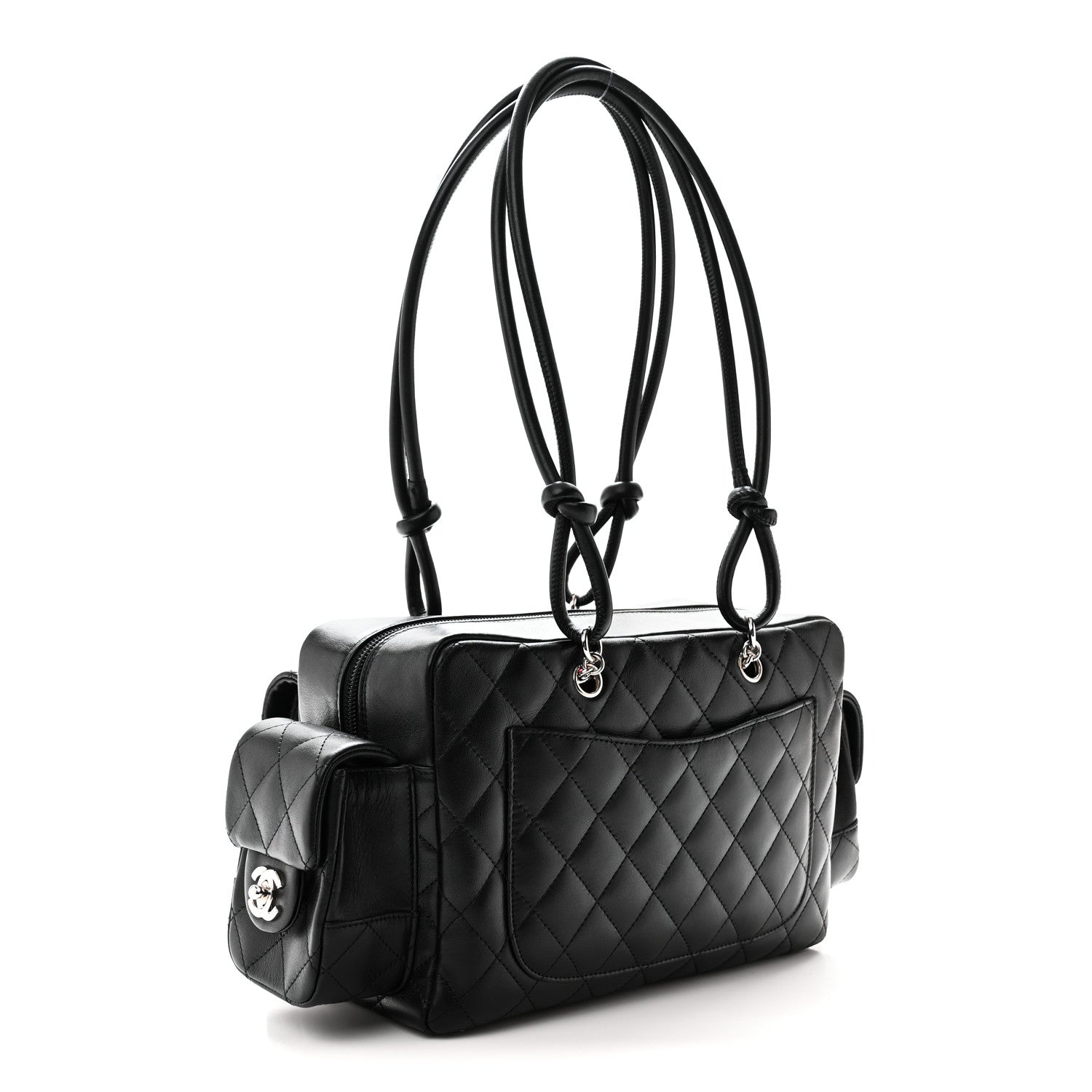 Chanel Calfskin Quilted Small Cambon Multipocket Reporter Black White 3 of 10